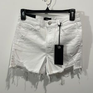 Vervet high rise white jean shorts